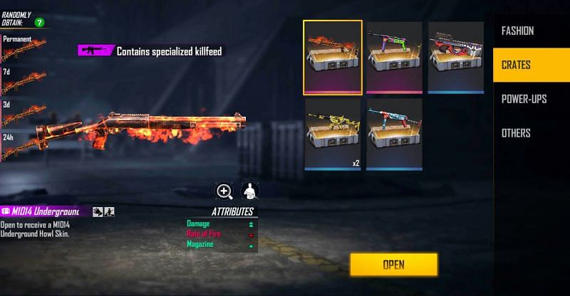 The M1014 Underground Howl Loot Crate (Image via Free Fire)